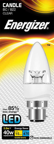 Energizer LED Candle Light Bulb 6 watt equals 40 watt BC Bayonet box