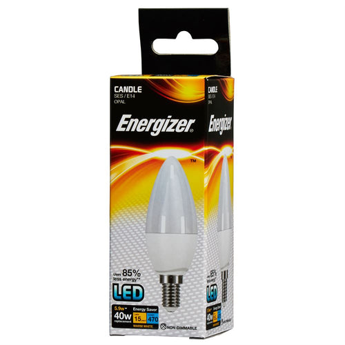 Energizer LED Candle Light Bulb 6 watt equals 40 watt SES Screw Box