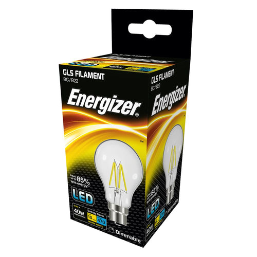Energizer 5W (40W) LED GLS Filament Bulb BC B22 - Dimmable