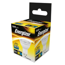 Load image into Gallery viewer, Energizer dimmable LED GU10 5 Watt 50 Watt Equivalent white plastic warm